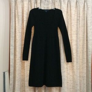 Boden Black Wool Long Sleeve Dress